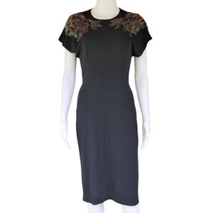 Vintage 80s Casadei Black Bead Embellished Dress Womens Size 12